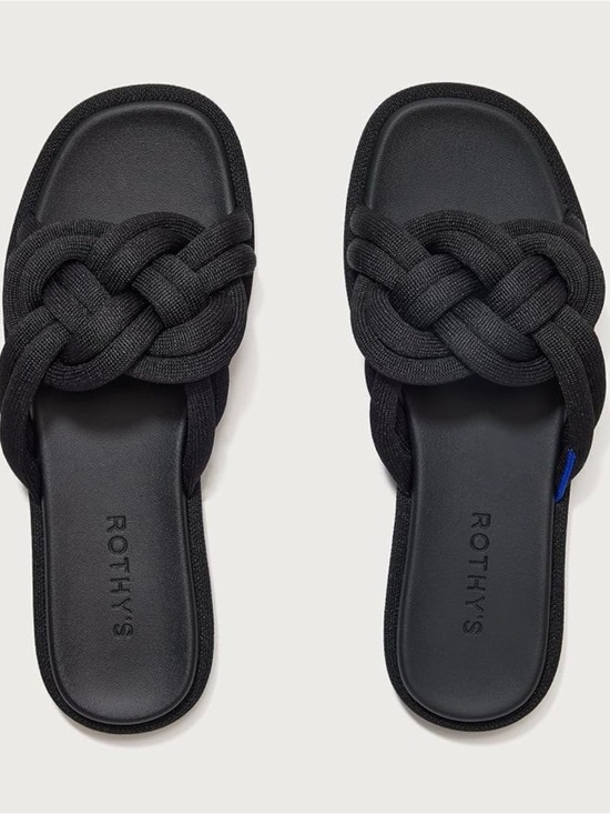 Rothy's Shoes - Rothy's The Summer Sandal Black Braided Knotted Slide Sandals Size 11 NWOT